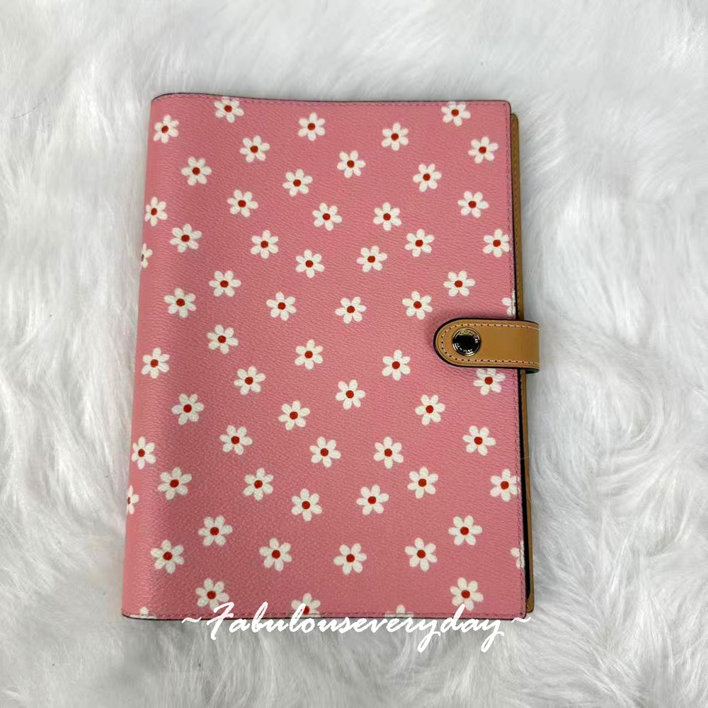 Coach Notebook With Floral Print In Canvas Gold/Pink Multi CFA42 NWT
